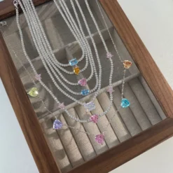 Elegant Water Droplets Heart Shape Flower Sterling Silver Zircon Solitaire Necklace Necklace In Bulk -Deals Glis Jewel Store 1674266835257790464