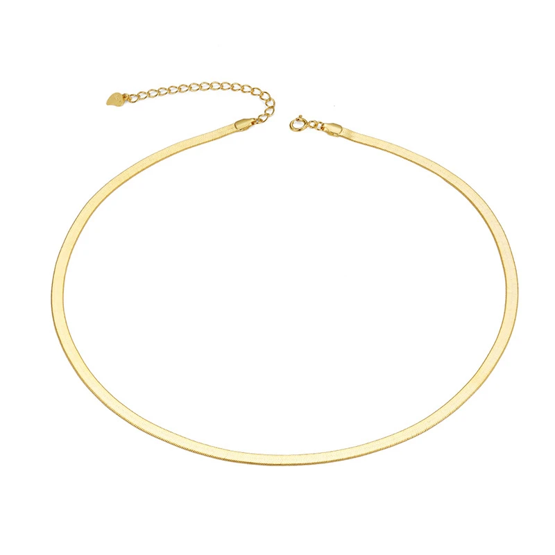 Simple Style Solid Color Sterling Silver Gold Plated Necklace In Bulk 3 Simple Style Solid Color Sterling Silver Gold Plated Necklace In Bulk - Image 3