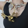Exaggerated Printing Flower Gold Plated Alloy Metal Wholesale Choker