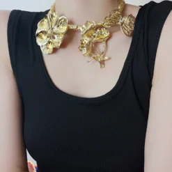 Exaggerated Printing Flower Gold Plated Alloy Metal Wholesale Choker -Deals Glis Jewel Store 1675047504086962176