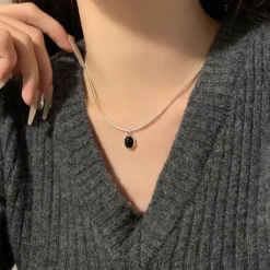 Elegant Geometric Sterling Silver Agate Pendant Necklace In Bulk -Deals Glis Jewel Store 1675758925565267968