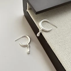 1 Pair Retro Water Droplets Polishing Sterling Silver Earrings 8 1 Pair Retro Water Droplets Polishing Sterling Silver Earrings -Deals Glis Jewel Store 1675759957431160832