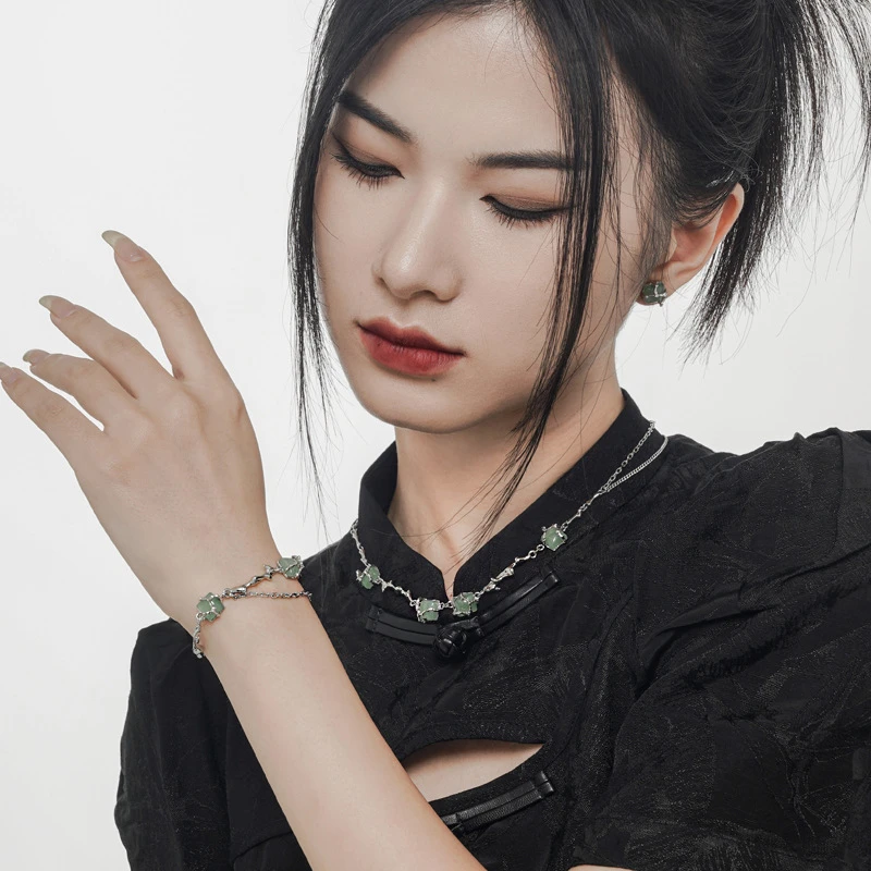 Chinoiserie Square Sterling Silver Aventurine Bracelets In Bulk 5 Chinoiserie Square Sterling Silver Aventurine Bracelets In Bulk - Image 5