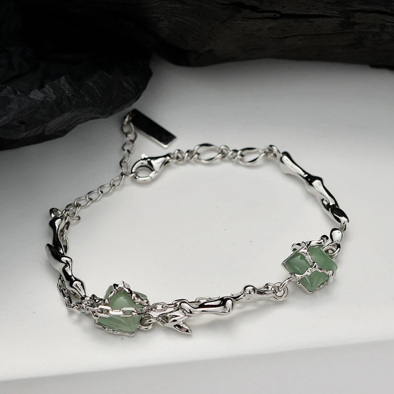 Chinoiserie Square Sterling Silver Aventurine Bracelets In Bulk 6 Chinoiserie Square Sterling Silver Aventurine Bracelets In Bulk - Image 6