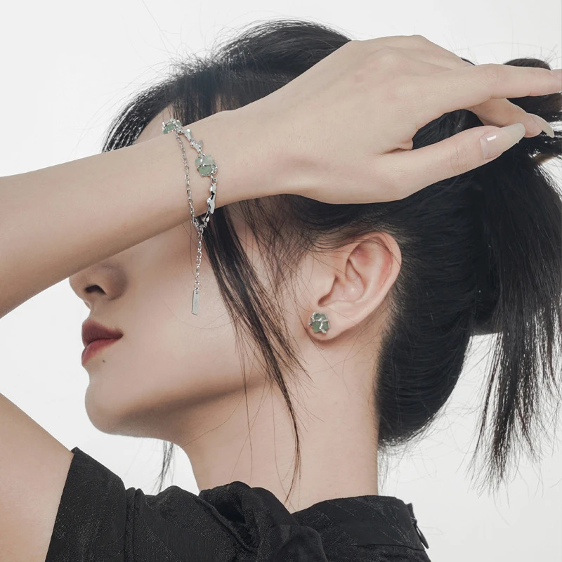 Chinoiserie Square Sterling Silver Aventurine Bracelets In Bulk 2 Chinoiserie Square Sterling Silver Aventurine Bracelets In Bulk - Image 2