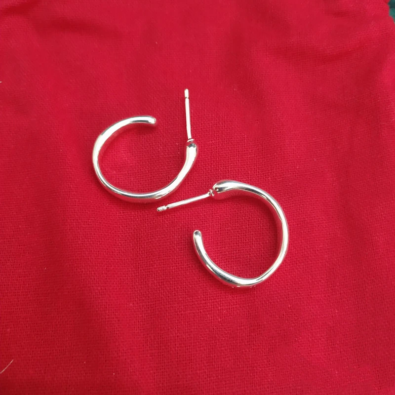 1 Pair Sweet Solid Color Plating Silver Plated Hoop Earrings 2 1 Pair Sweet Solid Color Plating Silver Plated Hoop Earrings - Image 2