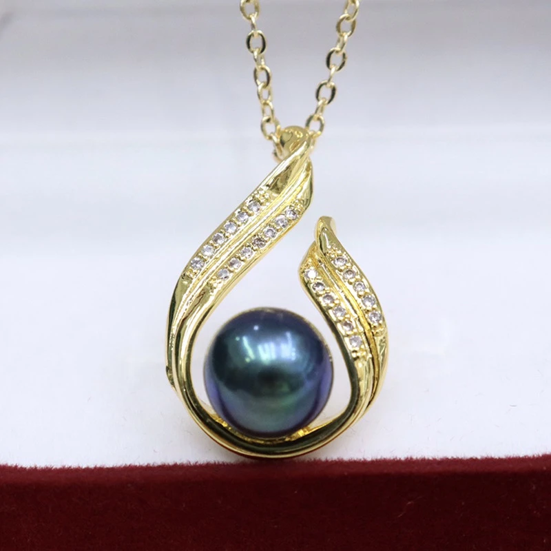 Elegant Simple Style Geometric Copper Inlay Freshwater Pearl Zircon Pendant Necklace 3 Elegant Simple Style Geometric Copper Inlay Freshwater Pearl Zircon Pendant Necklace - Image 3