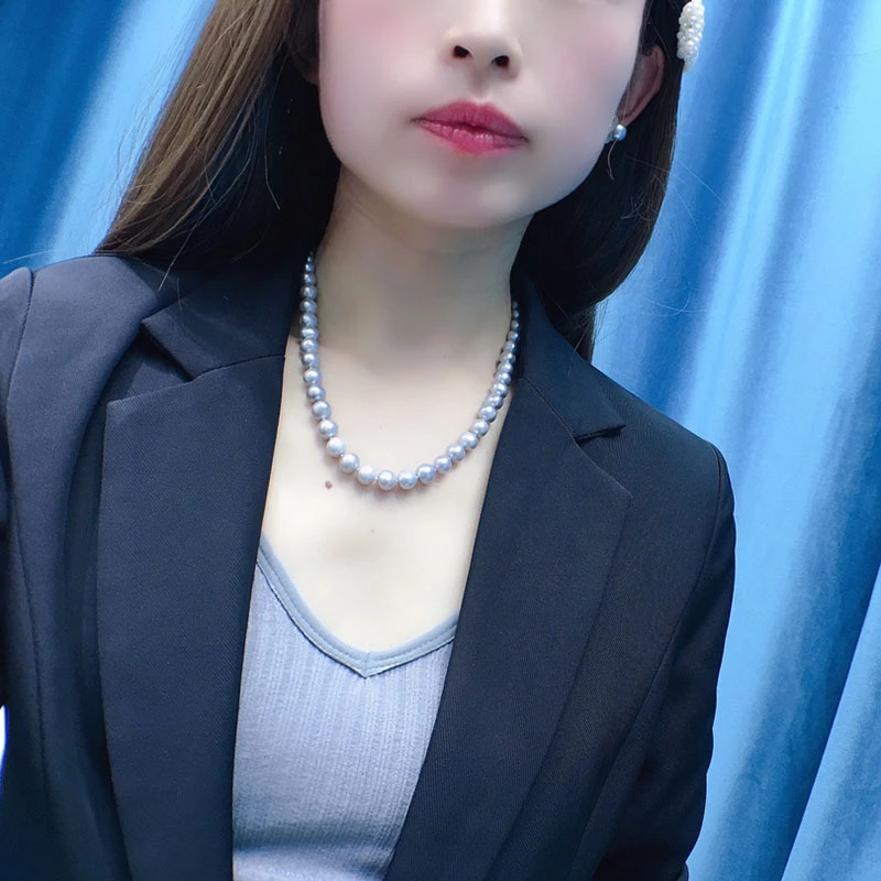 Elegant Lady Classic Style Solid Color Freshwater Pearl Necklace 2 Elegant Lady Classic Style Solid Color Freshwater Pearl Necklace - Image 2