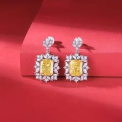 1 Pair Lady Square Inlay Sterling Silver High Carbon Diamond Drop Earrings -Deals Glis Jewel Store 1678209240201826304