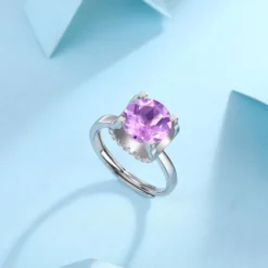 Lady Solid Color Sterling Silver Plating Inlay Crystal Open Rings