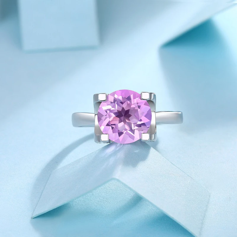 Lady Solid Color Sterling Silver Plating Inlay Crystal Open Rings 4 Lady Solid Color Sterling Silver Plating Inlay Crystal Open Rings - Image 4