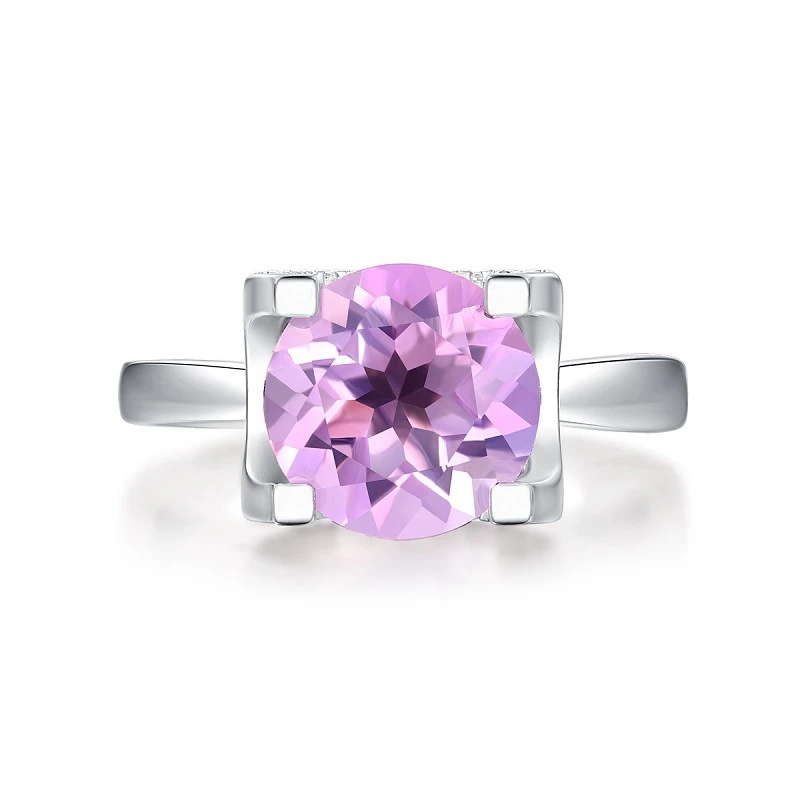 Lady Solid Color Sterling Silver Plating Inlay Crystal Open Rings 2 Lady Solid Color Sterling Silver Plating Inlay Crystal Open Rings - Image 2