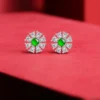 1 Pair Lady Flower Plating Inlay Sterling Silver Jade Ear Studs