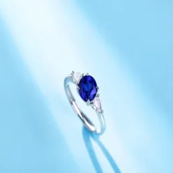 Lady Solid Color Sterling Silver Plating Inlay Artificial Gemstones Open Rings -Deals Glis Jewel Store 1678209613658460160