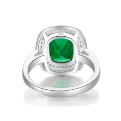 Sweet Rectangle Sterling Silver Plating Inlay Artificial Gemstones Open Rings -Deals Glis Jewel Store 1678209637918314496