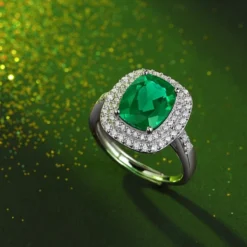 Sweet Rectangle Sterling Silver Plating Inlay Artificial Gemstones Open Rings -Deals Glis Jewel Store 1678209639734448128 1