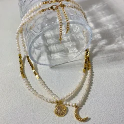 Simple Style Moon Shell Freshwater Pearl Titanium Steel Plating Necklace 11 Simple Style Moon Shell Freshwater Pearl Titanium Steel Plating Necklace -Deals Glis Jewel Store 1678329644698439680 1
