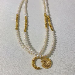 Simple Style Moon Shell Freshwater Pearl Titanium Steel Plating Necklace 10 Simple Style Moon Shell Freshwater Pearl Titanium Steel Plating Necklace -Deals Glis Jewel Store 1678329679033012224