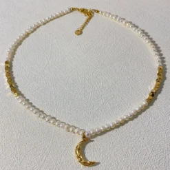 Simple Style Moon Shell Freshwater Pearl Titanium Steel Plating Necklace 9 Simple Style Moon Shell Freshwater Pearl Titanium Steel Plating Necklace -Deals Glis Jewel Store 1678329684577882112