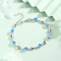Elegant Lady Heart Shape Sterling Silver Inlay Zircon Bracelets