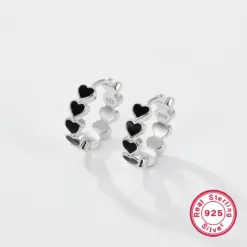 1 Pair Elegant Cute Heart Shape Plating Sterling Silver White Gold Plated Hoop Earrings -Deals Glis Jewel Store 1678983876262891520