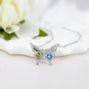Lady Butterfly Sterling Silver Plating Inlay Artificial Gemstones Pendant Necklace
