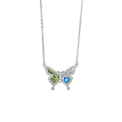 Lady Butterfly Sterling Silver Plating Inlay Artificial Gemstones Pendant Necklace -Deals Glis Jewel Store 1679304972287741952