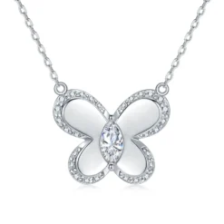 Elegant Sweet Crown Flower Butterfly Sterling Silver Bowknot Inlay Zircon Pendant Necklace -Deals Glis Jewel Store 1679310012746436608