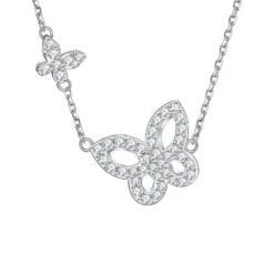 Elegant Sweet Crown Flower Butterfly Sterling Silver Bowknot Inlay Zircon Pendant Necklace -Deals Glis Jewel Store 1679310055498977280
