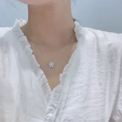 Simple Style Flower Sterling Silver Inlay Zircon Pendant Necklace -Deals Glis Jewel Store 1679668657359294464