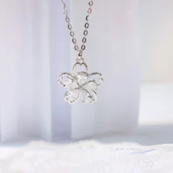 Simple Style Flower Sterling Silver Inlay Zircon Pendant Necklace -Deals Glis Jewel Store 1679668722710745088 1