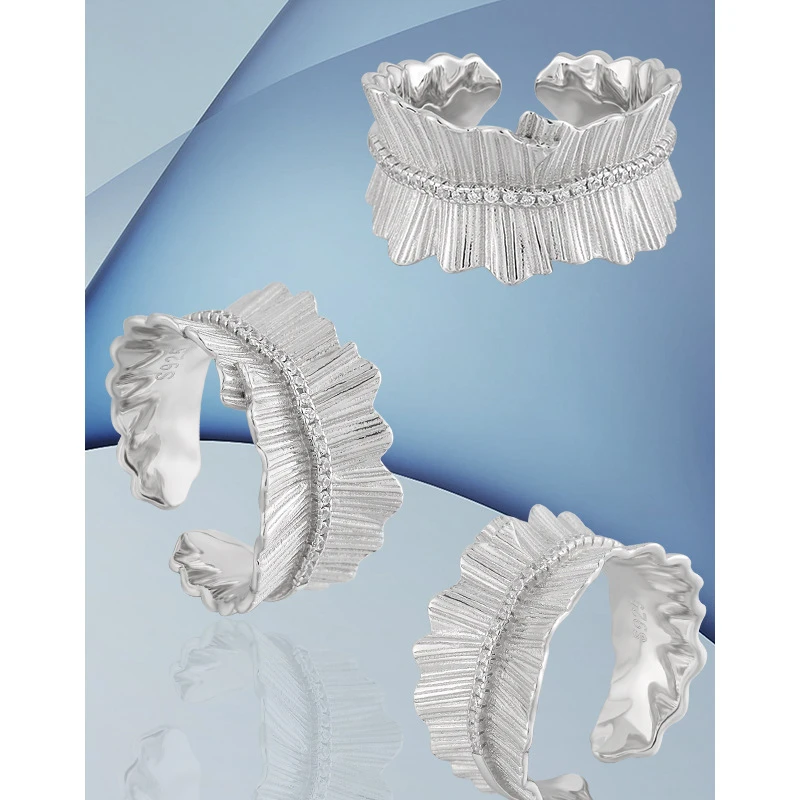 Casual Solid Color Sterling Silver Plating Inlay Zircon Open Rings 2 Casual Solid Color Sterling Silver Plating Inlay Zircon Open Rings - Image 2