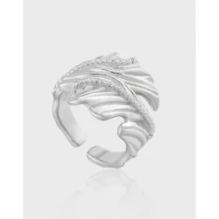 Casual Geometric Sterling Silver Plating Inlay Zircon Open Rings