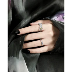 Classic Style Geometric Sterling Silver Plating Inlay Zircon Open Rings -Deals Glis Jewel Store 1679678207277797376