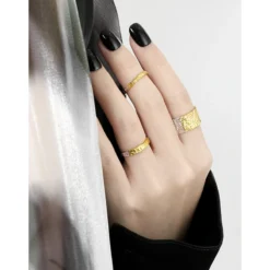 Simple Style Color Block Sterling Silver Plating 18K Gold Plated Open Rings 10 Simple Style Color Block Sterling Silver Plating 18K Gold Plated Open Rings -Deals Glis Jewel Store 1679678233148264448