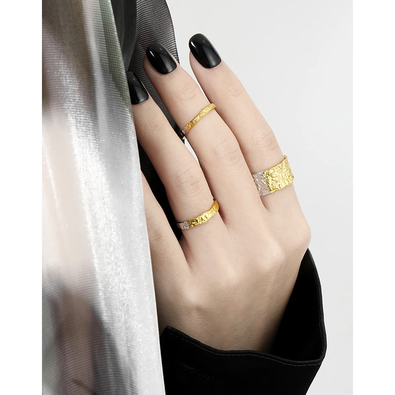 Simple Style Color Block Sterling Silver Plating 18K Gold Plated Open Rings 5 Simple Style Color Block Sterling Silver Plating 18K Gold Plated Open Rings - Image 5
