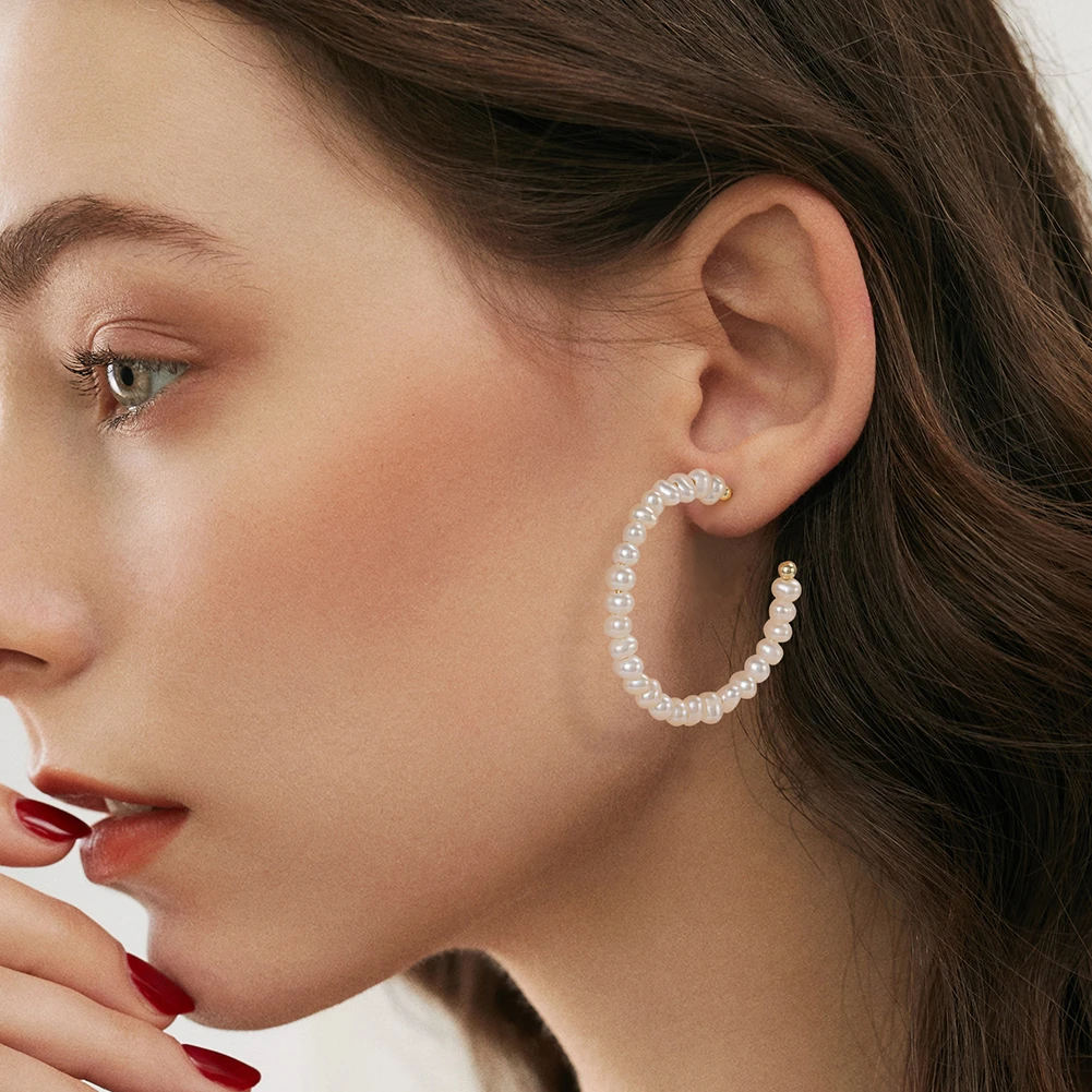 1 Pair Vintage Style Simple Style C Shape Plating Freshwater Pearl Sterling Silver 14K Gold Plated Ear Studs 4 1 Pair Vintage Style Simple Style C Shape Plating Freshwater Pearl Sterling Silver 14K Gold Plated Ear Studs - Image 4