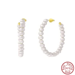 1 Pair Vintage Style Simple Style C Shape Plating Freshwater Pearl Sterling Silver 14K Gold Plated Ear Studs 8 1 Pair Vintage Style Simple Style C Shape Plating Freshwater Pearl Sterling Silver 14K Gold Plated Ear Studs -Deals Glis Jewel Store 1679698662835490816