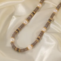 Vintage Style Simple Style Roman Style Solid Color Spotted Stone Freshwater Pearl Copper Beaded Necklace -Deals Glis Jewel Store 1680104377009967104 1