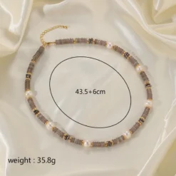 Vintage Style Simple Style Roman Style Solid Color Spotted Stone Freshwater Pearl Copper Beaded Necklace -Deals Glis Jewel Store 1680104377232265216