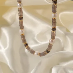 Vintage Style Simple Style Roman Style Solid Color Spotted Stone Freshwater Pearl Copper Beaded Necklace -Deals Glis Jewel Store 1680104377307762688