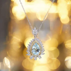 Vintage Style Water Droplets Sterling Silver Inlay Artificial Gemstones Pendant Necklace -Deals Glis Jewel Store 1680119196891090944