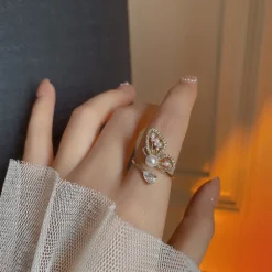 Simple Style Butterfly Sterling Silver Inlay Zircon Open Rings -Deals Glis Jewel Store 1680127852336517120