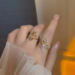 Simple Style Butterfly Sterling Silver Inlay Zircon Open Rings -Deals Glis Jewel Store 1680127920363933696