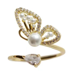 Simple Style Butterfly Sterling Silver Inlay Zircon Open Rings -Deals Glis Jewel Store 1680127976559218688