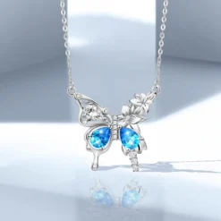 Simple Style Butterfly Sterling Silver Inlay Crystal Pendant Necklace -Deals Glis Jewel Store 1680130187041312768 1