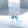 Simple Style Butterfly Sterling Silver Inlay Crystal Pendant Necklace