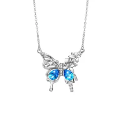 Simple Style Butterfly Sterling Silver Inlay Crystal Pendant Necklace -Deals Glis Jewel Store 1680130313226948608