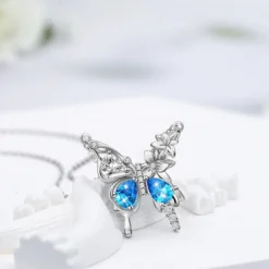 Simple Style Butterfly Sterling Silver Inlay Crystal Pendant Necklace -Deals Glis Jewel Store 1680130419967791104