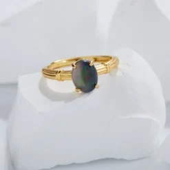 Retro Oval Sterling Silver Inlay Opal Open Rings -Deals Glis Jewel Store 1680744756315033600